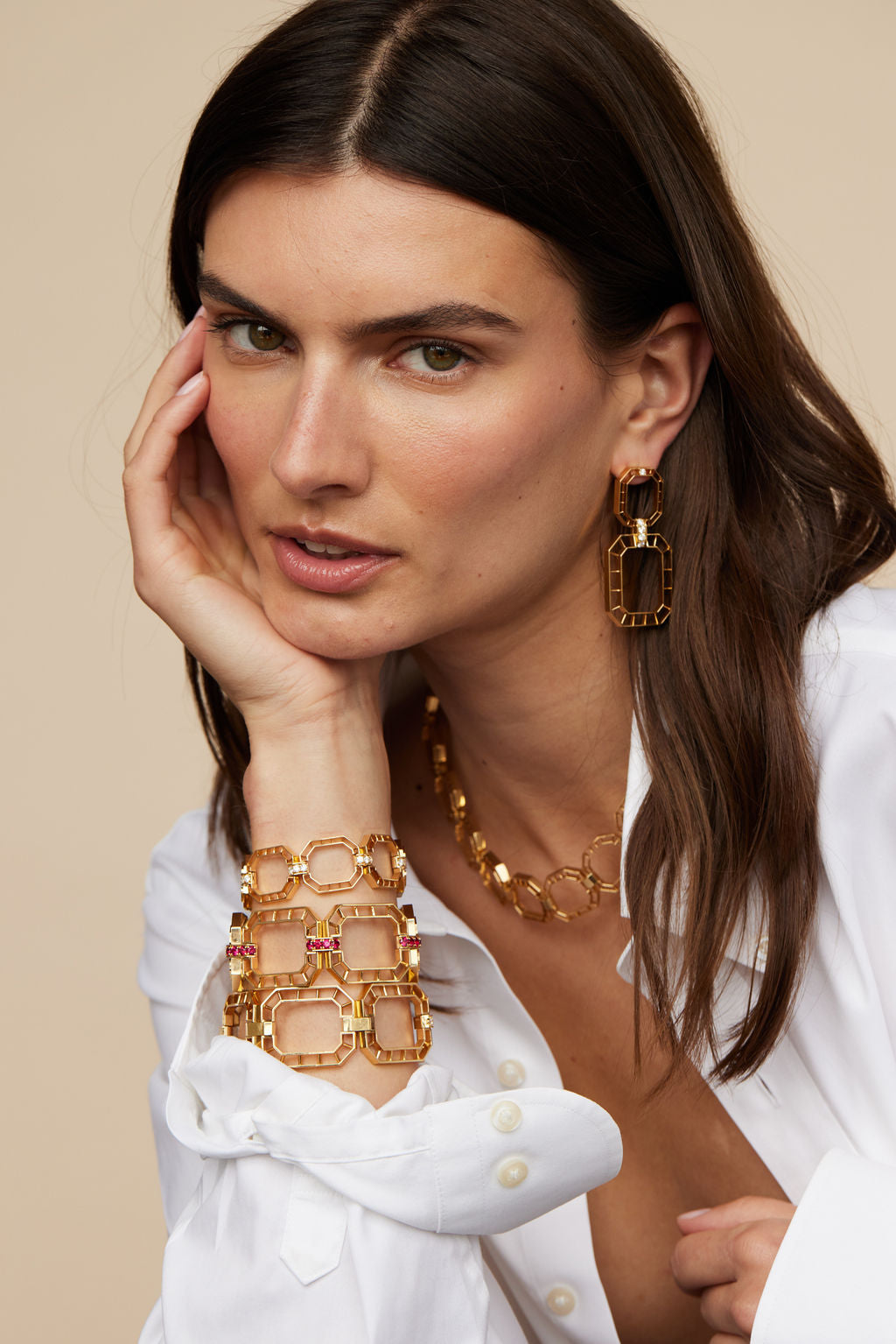 Skeleton Diamond Clasp Link Bracelet