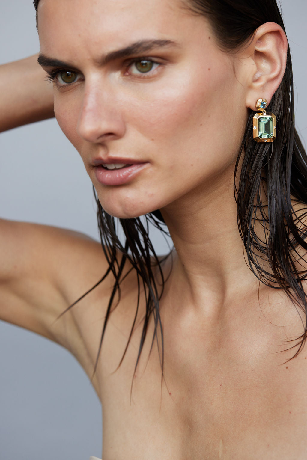 Stella Earrings Blue Topaz x Green Amethyst