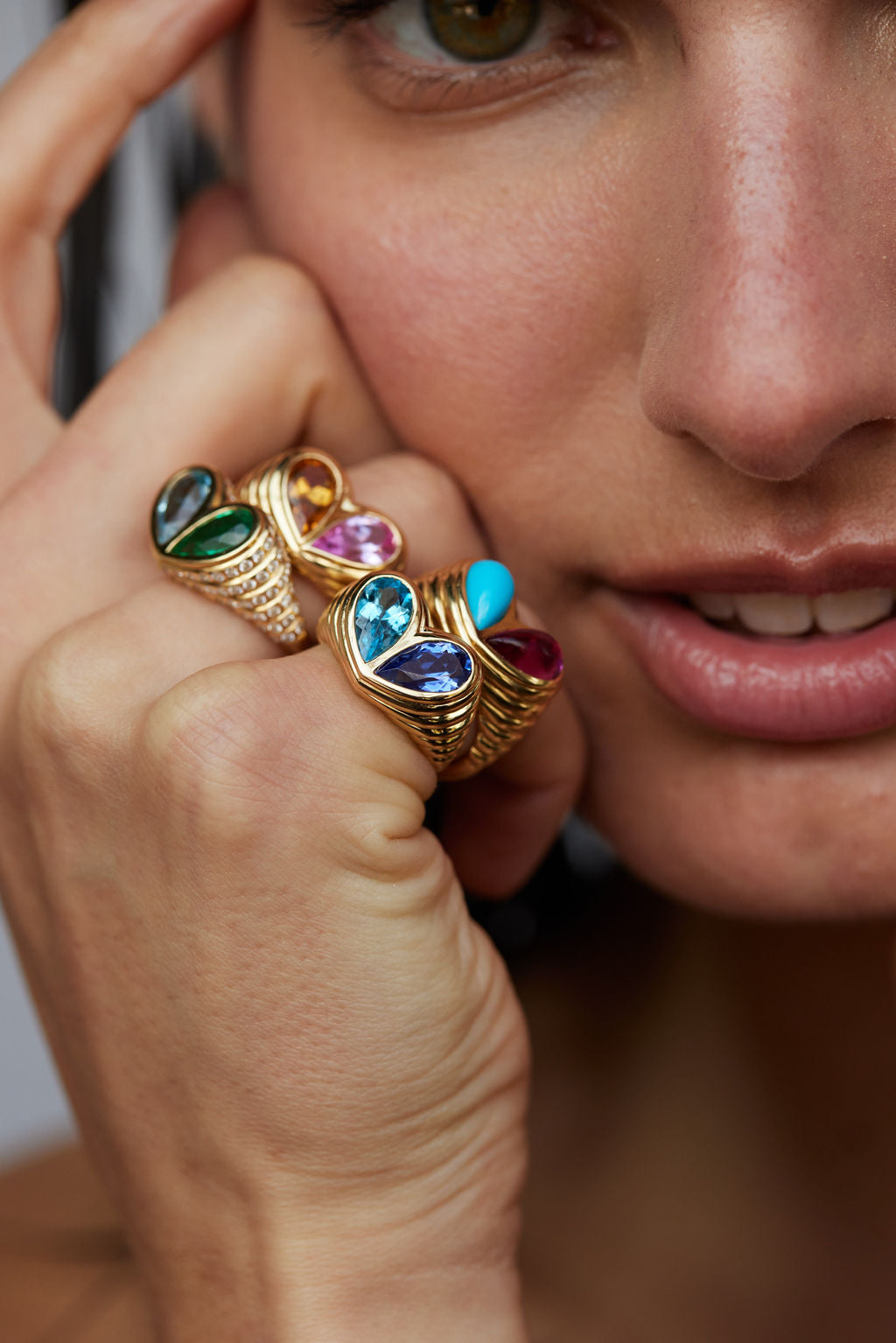 Jumbo Sweetheart Ring Blue Topaz & Tanzanite