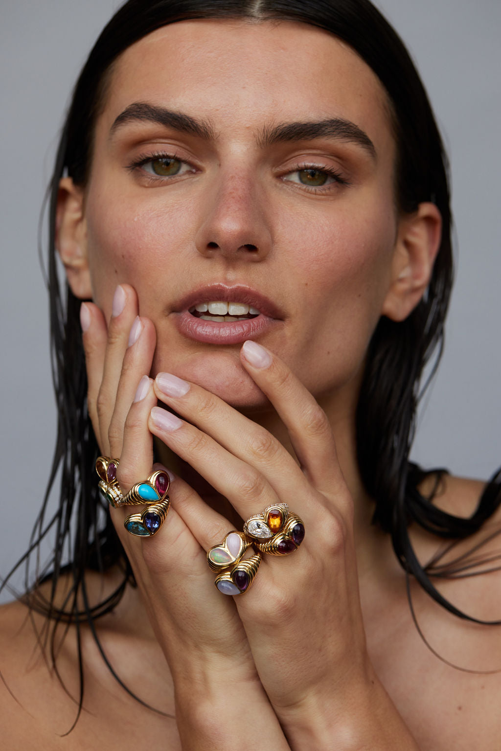 Jumbo Sweetheart Ring Diamond & Mandarin Garnet
