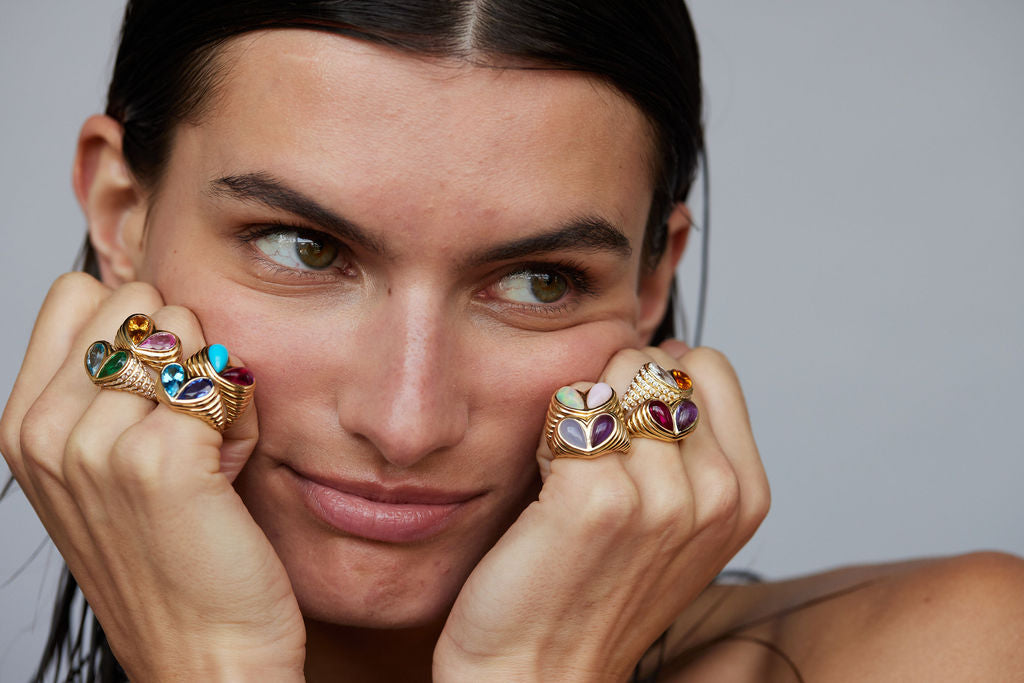 Jumbo Sweetheart Ring Turquoise & Blue Sapphire