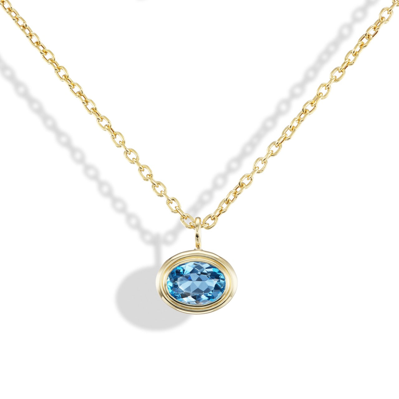 Aquamarine Double Bubble Bezel Pendant