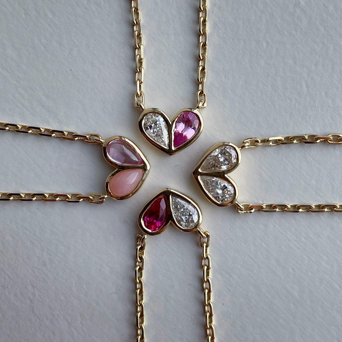 Sweetheart Necklace Peridot & Pink Sapphire