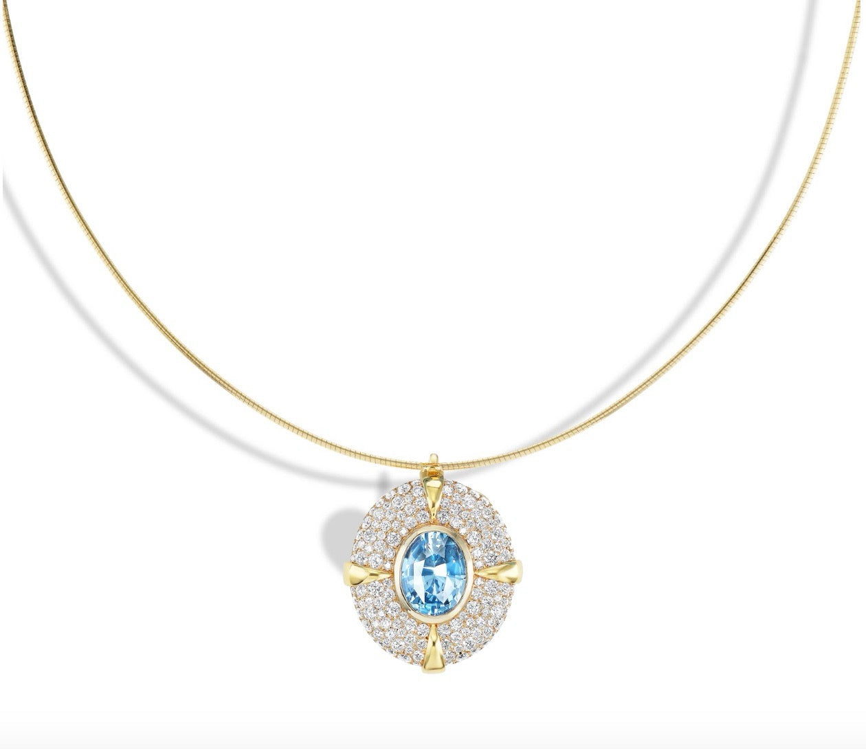 Icy Blue Sapphire Oval On Ribbon