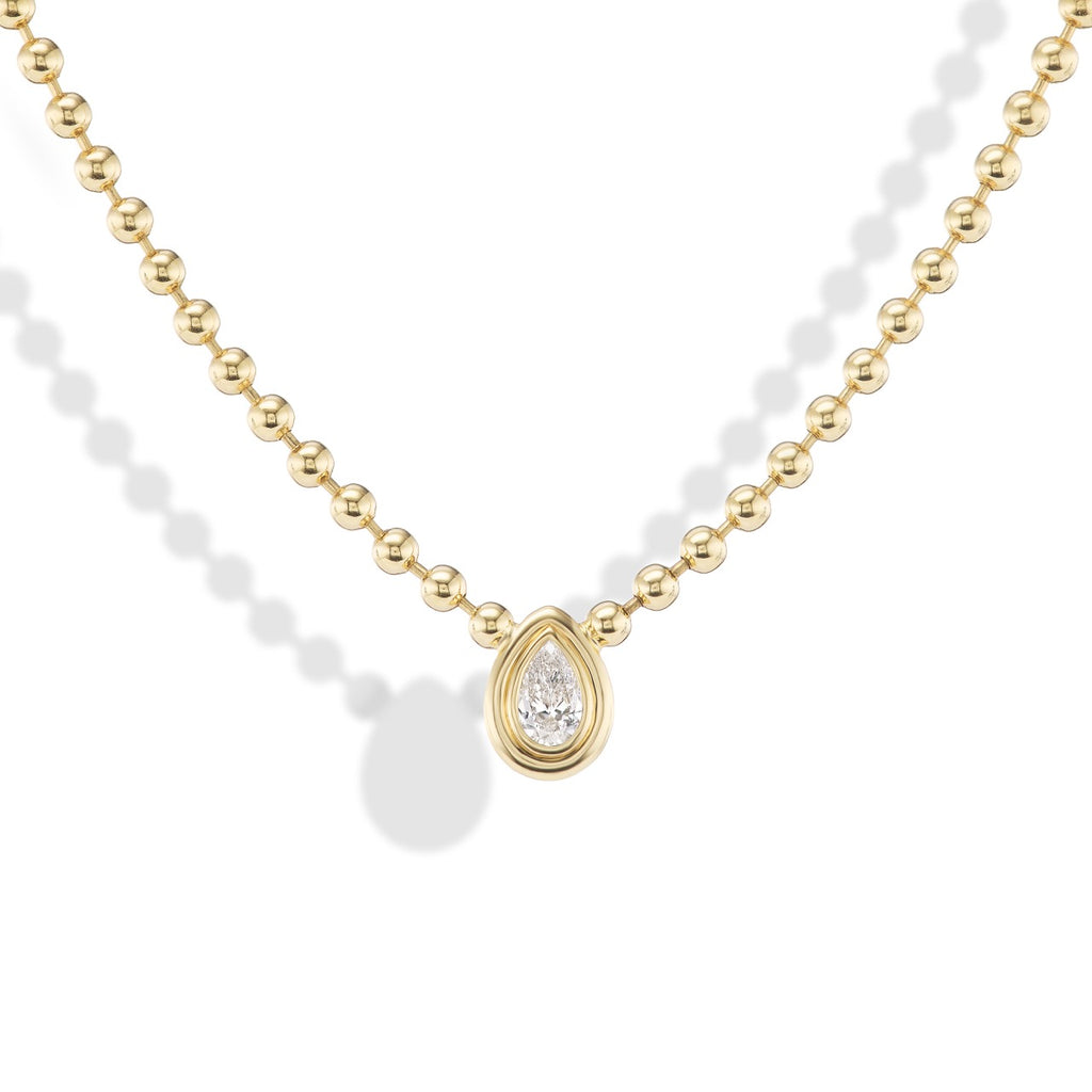 Diamond Pear Double Bubble Bezel Necklace
