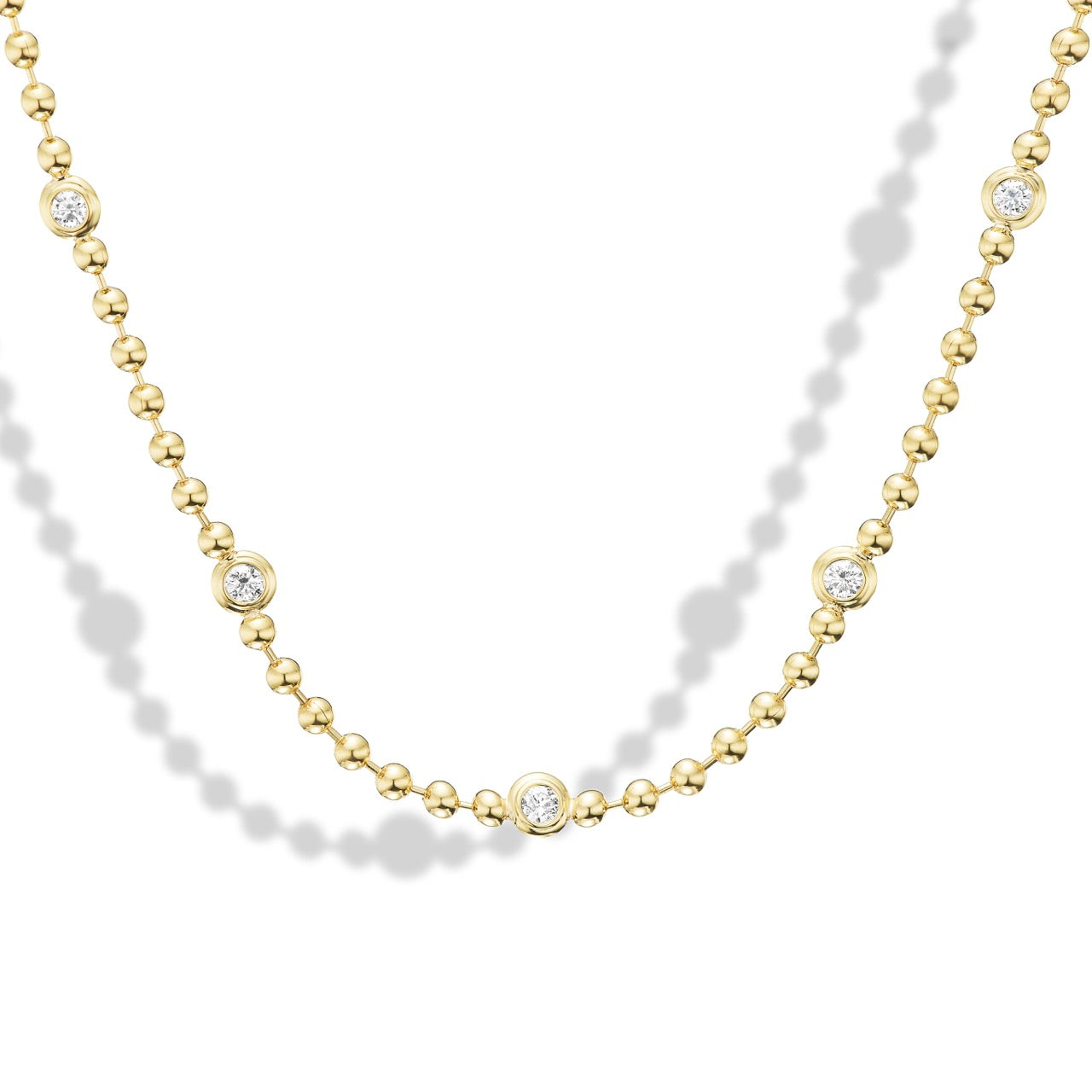 Double Bubble Bezel Round Diamond Necklace