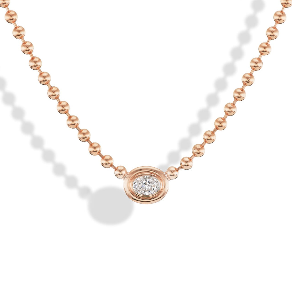Diamond Oval Double Bubble Bezel Necklace