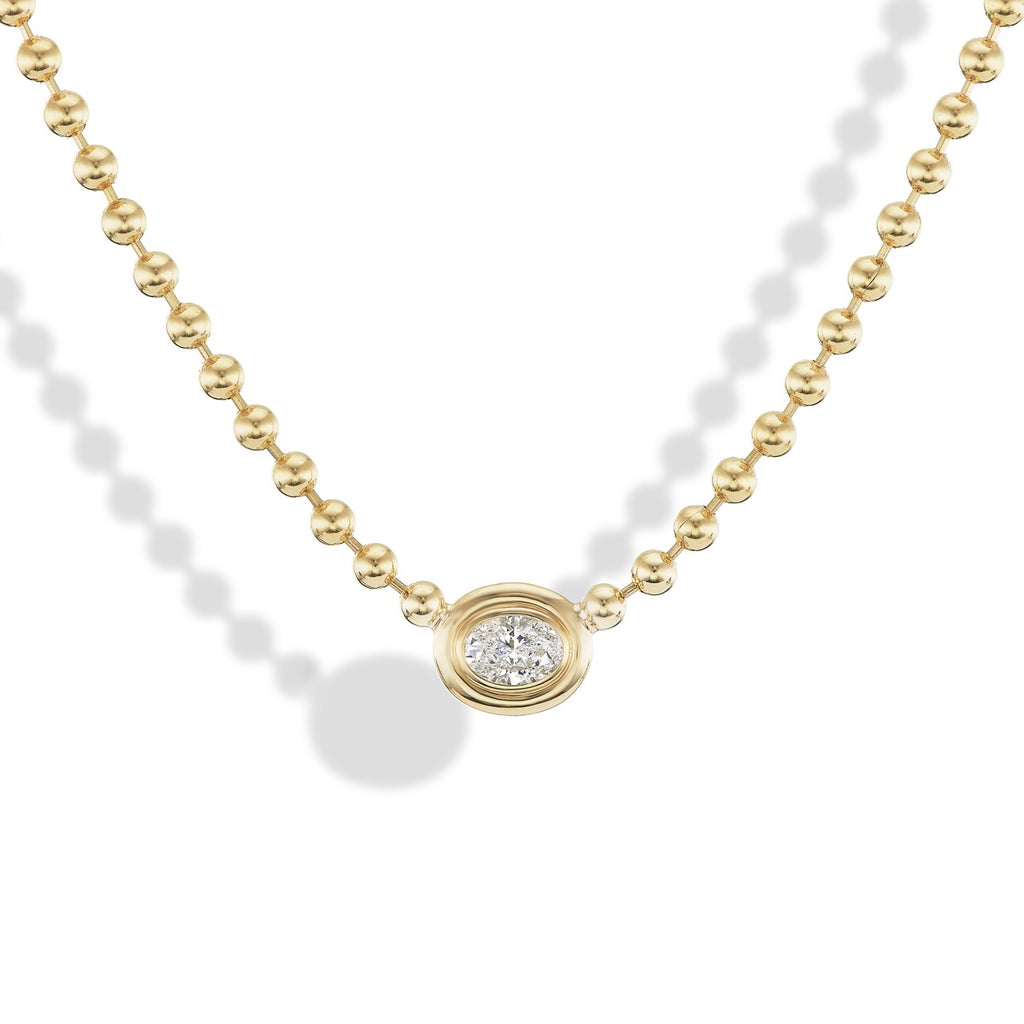 Diamond Oval Double Bubble Bezel Necklace