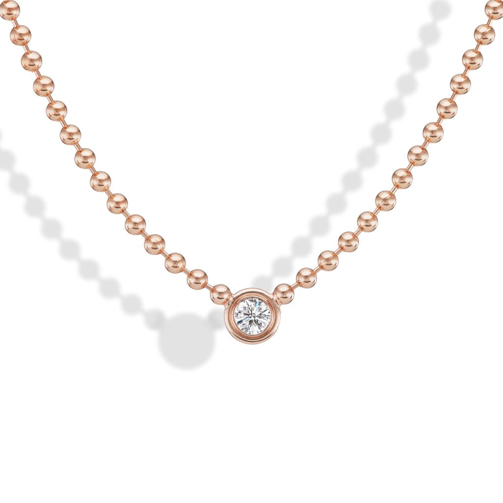 Diamond Round Double Bubble Bezel Necklace