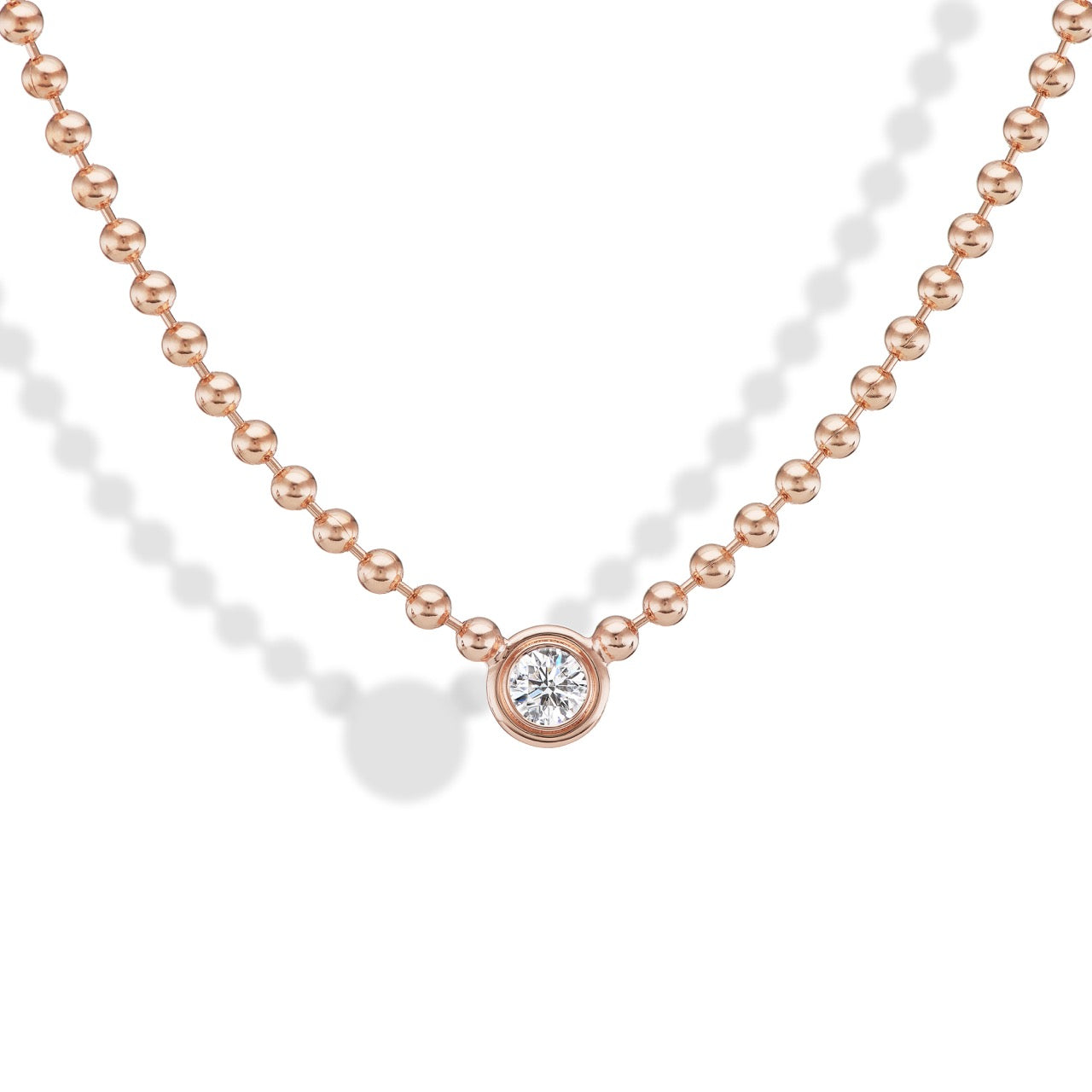 Diamond Round Double Bubble Bezel Necklace