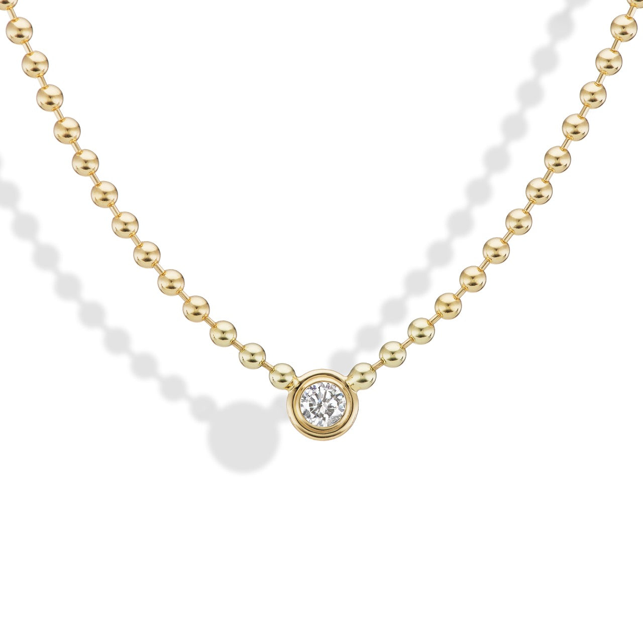Diamond Round Double Bubble Bezel Necklace