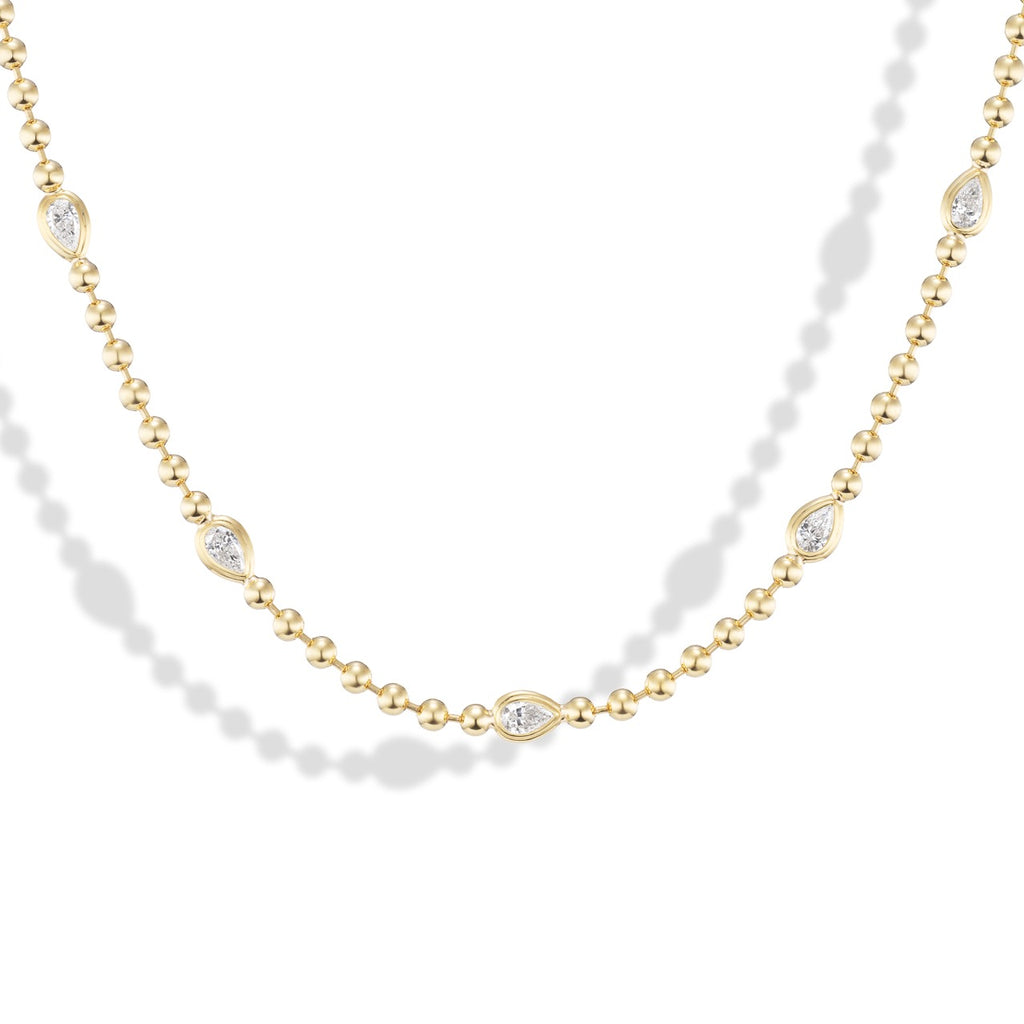 Double Bubble Bezel Pear Diamond Necklace