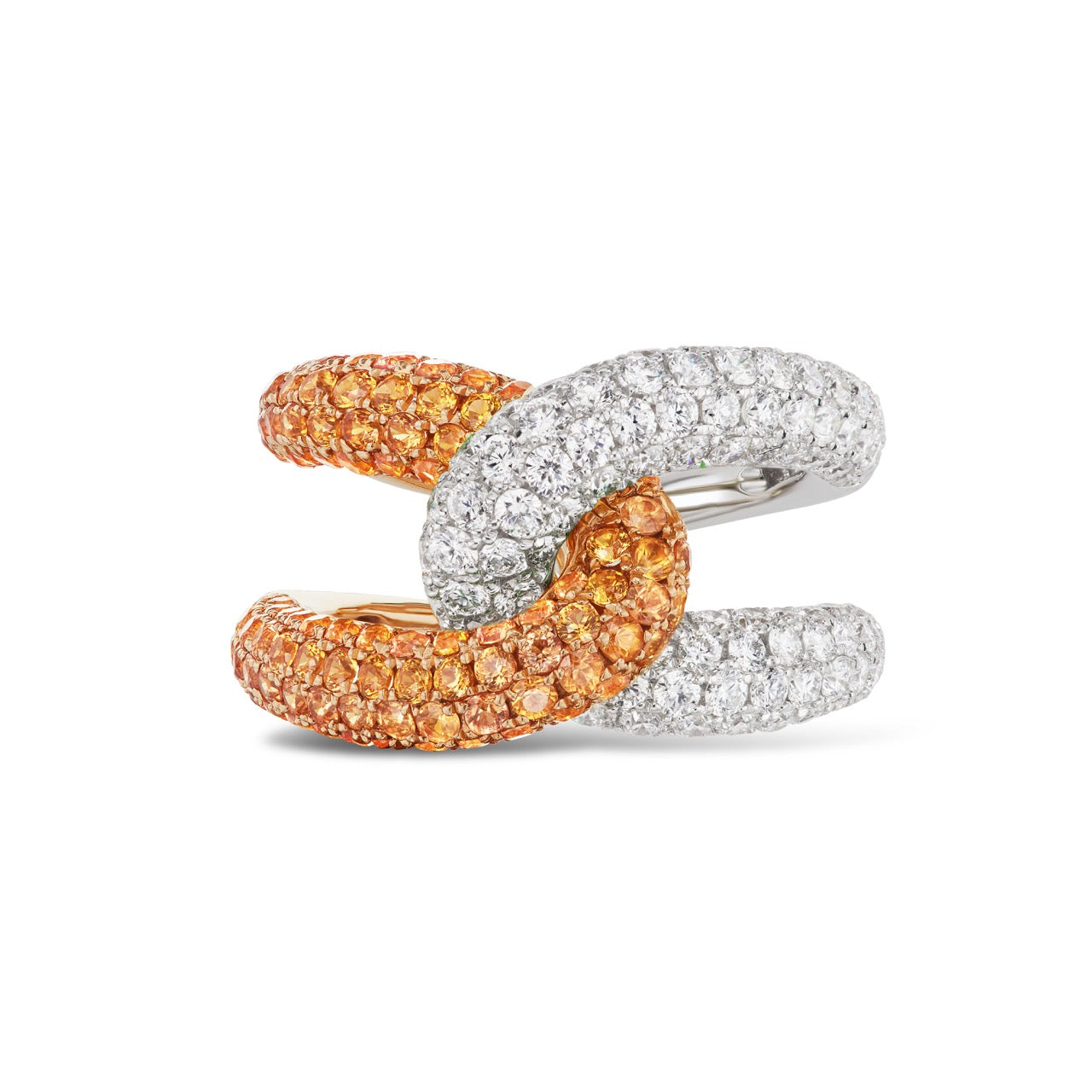 Intertwin Ring Diamond & Orange Sapphire