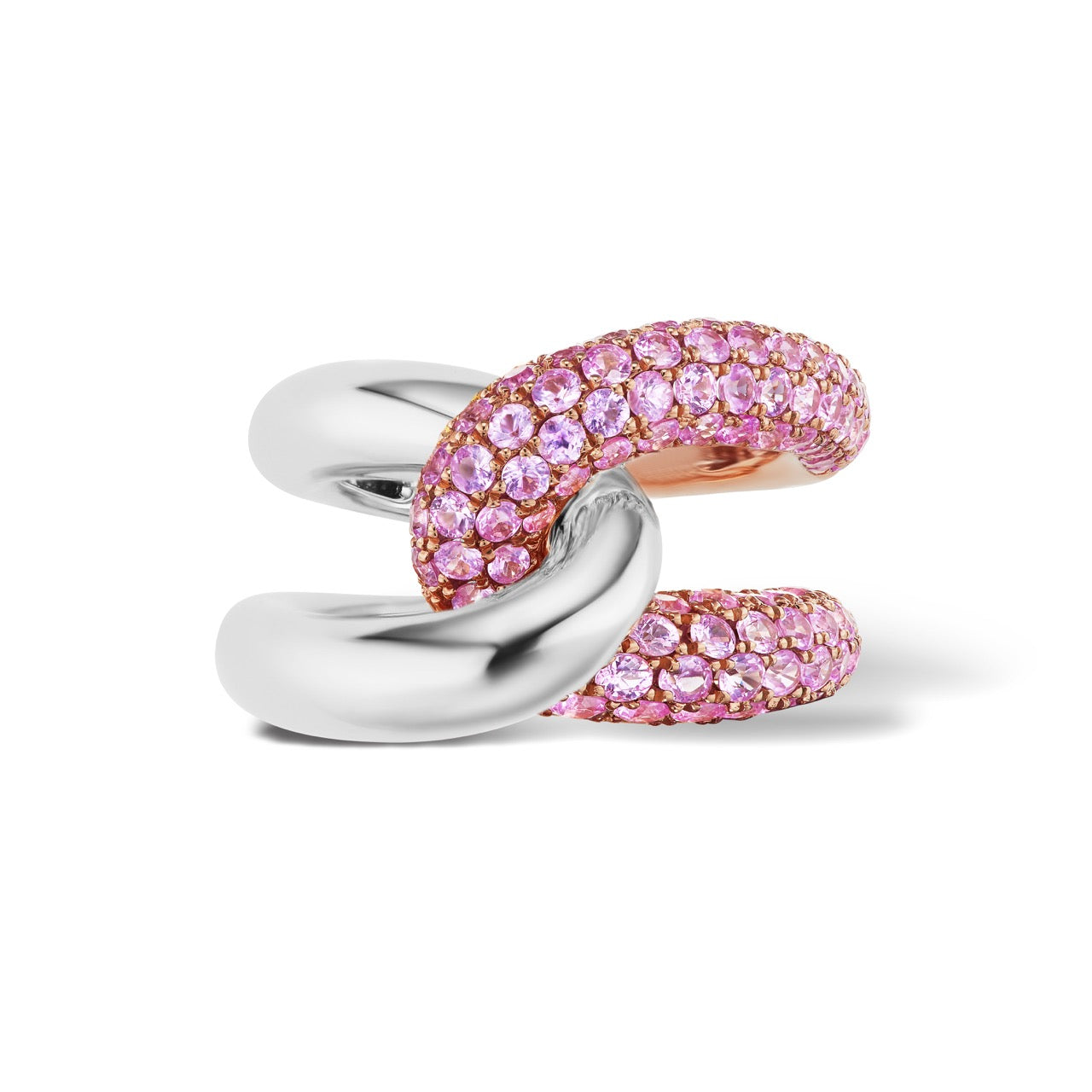 Intertwin Ring 18k Gold & Pink Sapphire