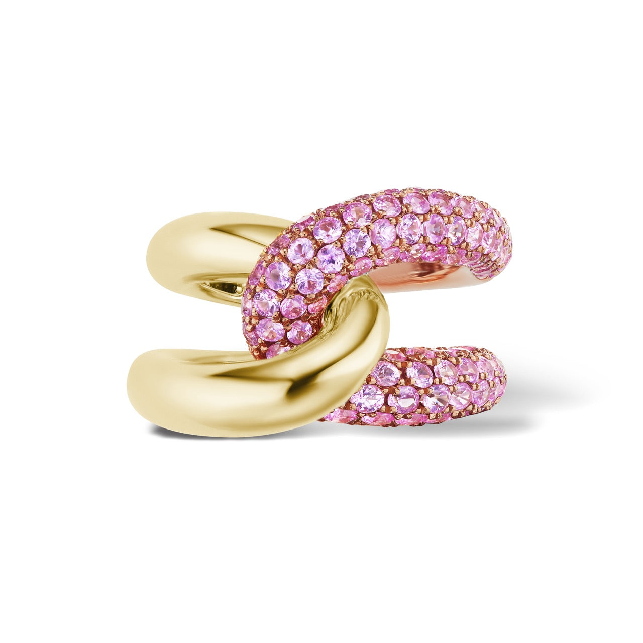 Intertwin Ring 18k Gold & Pink Sapphire