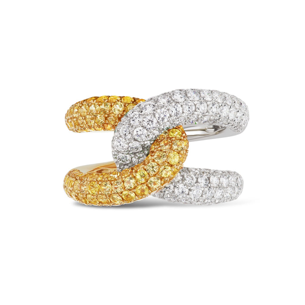 Intertwin Ring Diamond & Yellow Sapphire