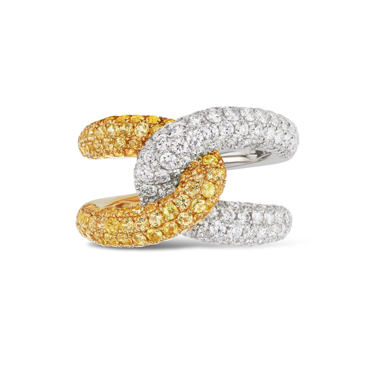 Intertwin Ring Diamond & Yellow Sapphire