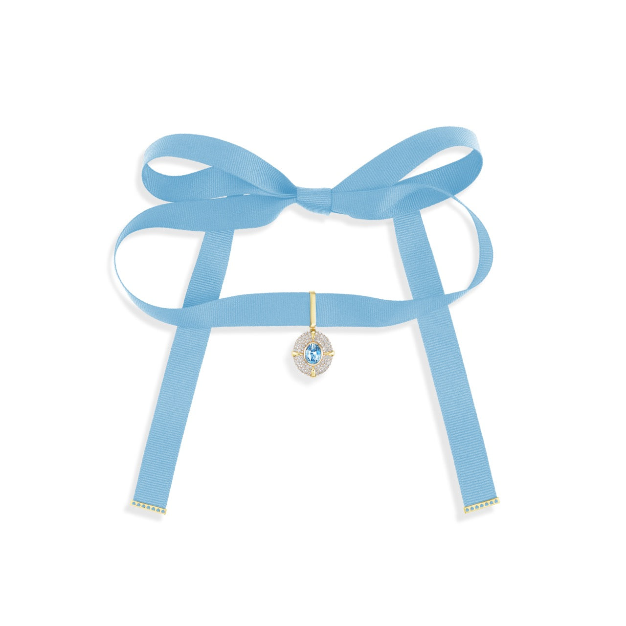 Icy Blue Sapphire Oval On Ribbon