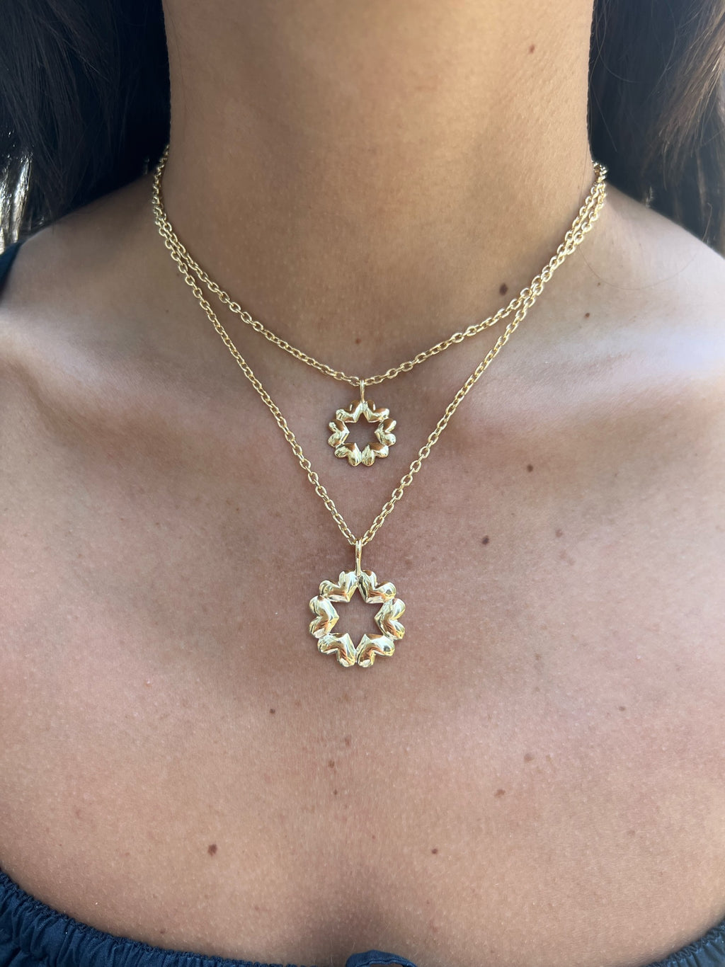 Jewish Star Solid Gold Queen B Pendant