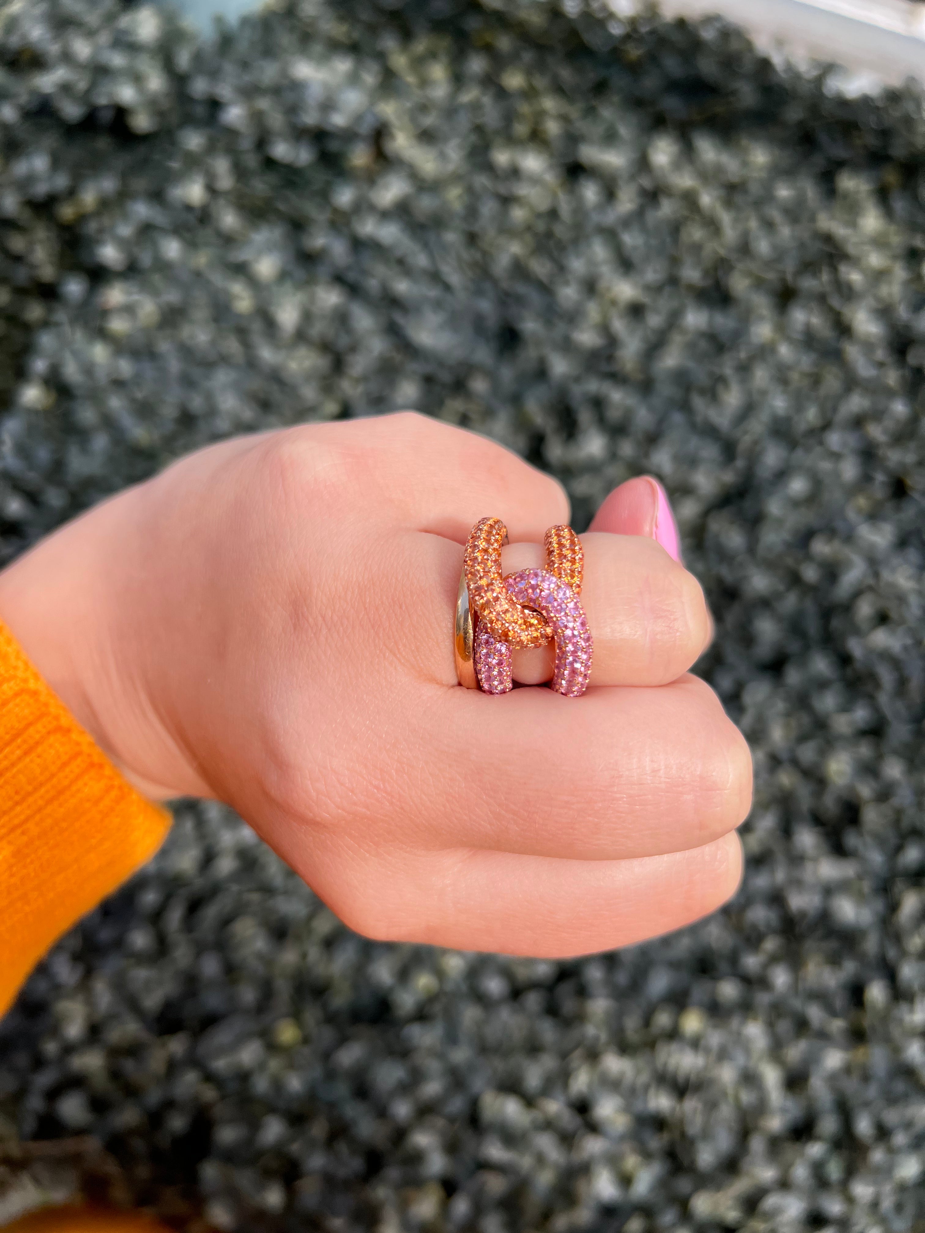 Intertwin Ring Pink Sapphire & Orange Sapphire