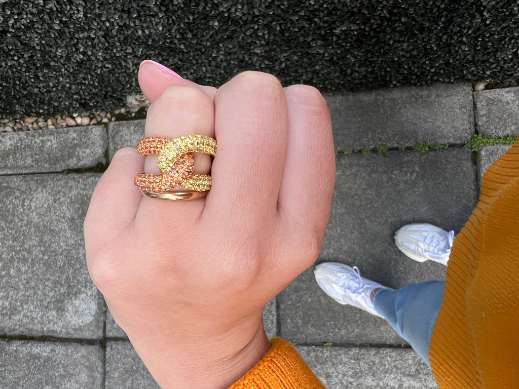 Intertwin Ring Orange Sapphire & Yellow Sapphire