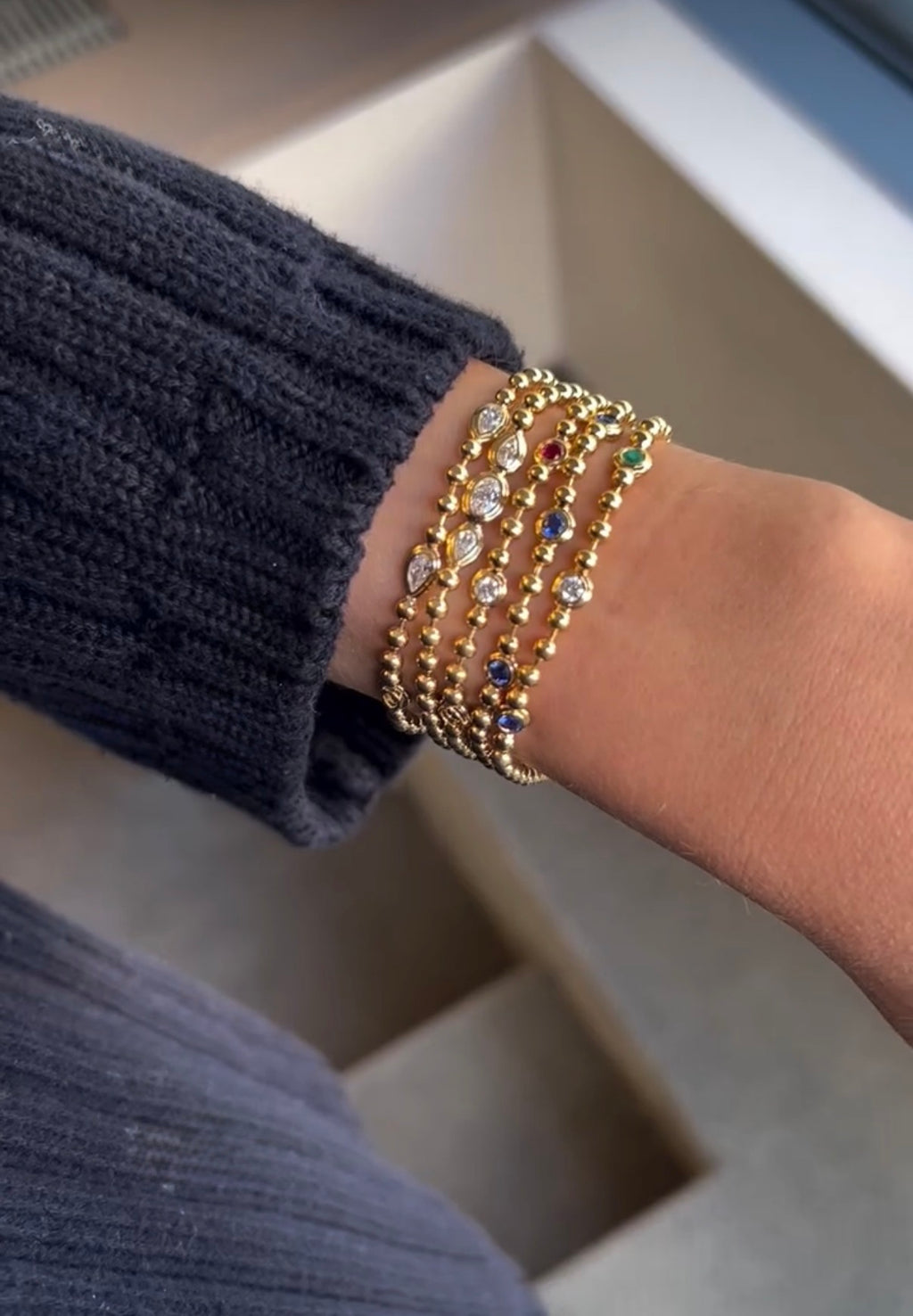Double Bubble Bezel Diamond Pear Bracelet