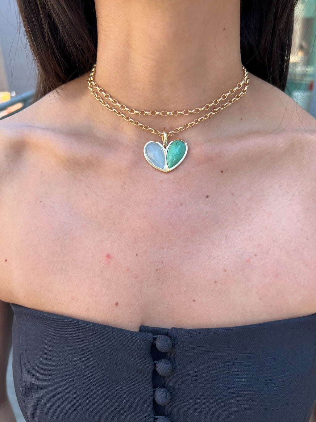 Mega Sweetheart Laced Agate x Amazonite Pendant