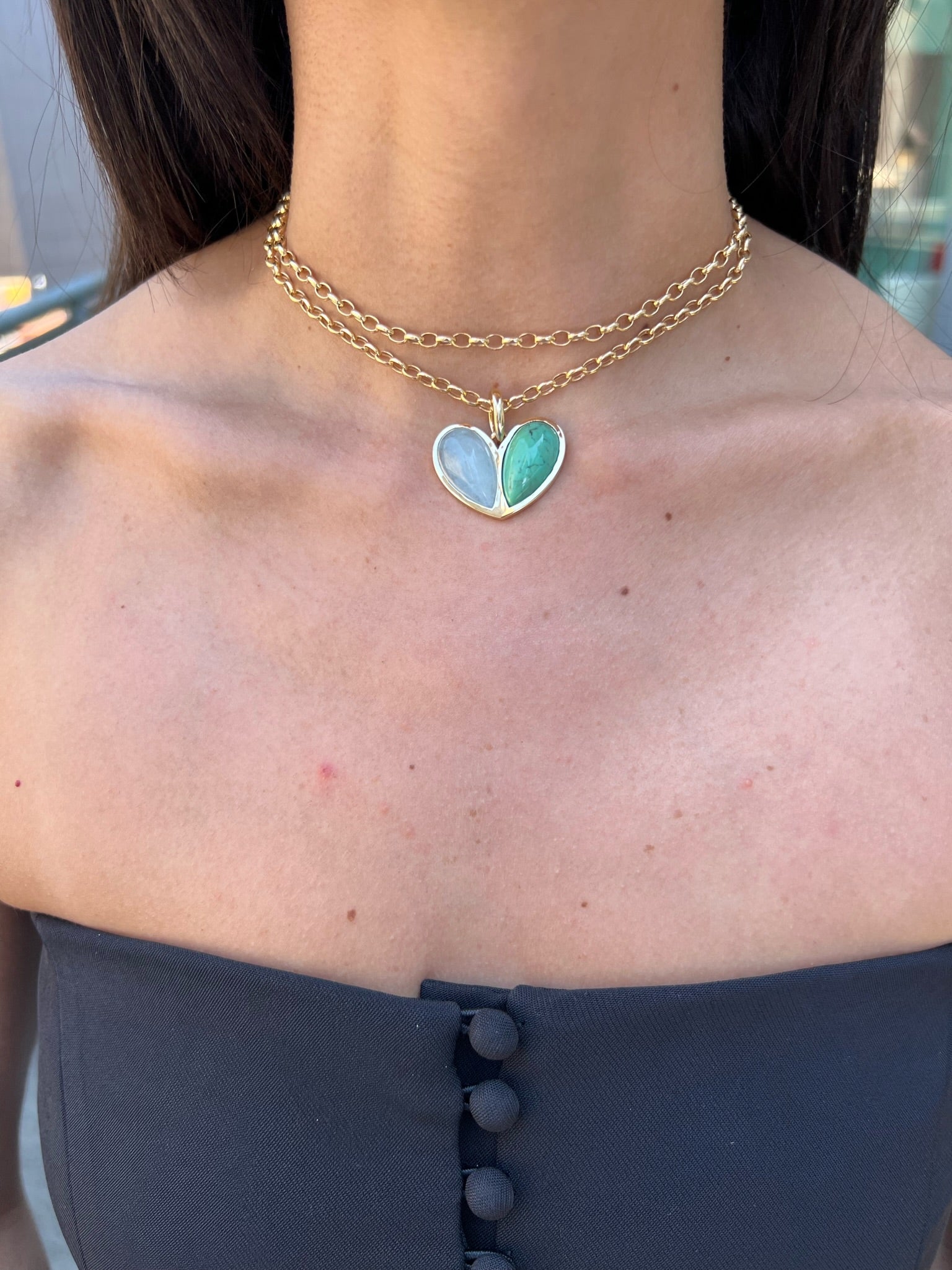 Mega Sweetheart Laced Agate x Amazonite Pendant