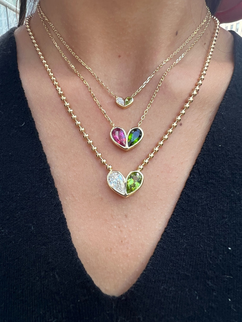 Jumbo Sweetheart Necklace Rubellite & Tanzanite