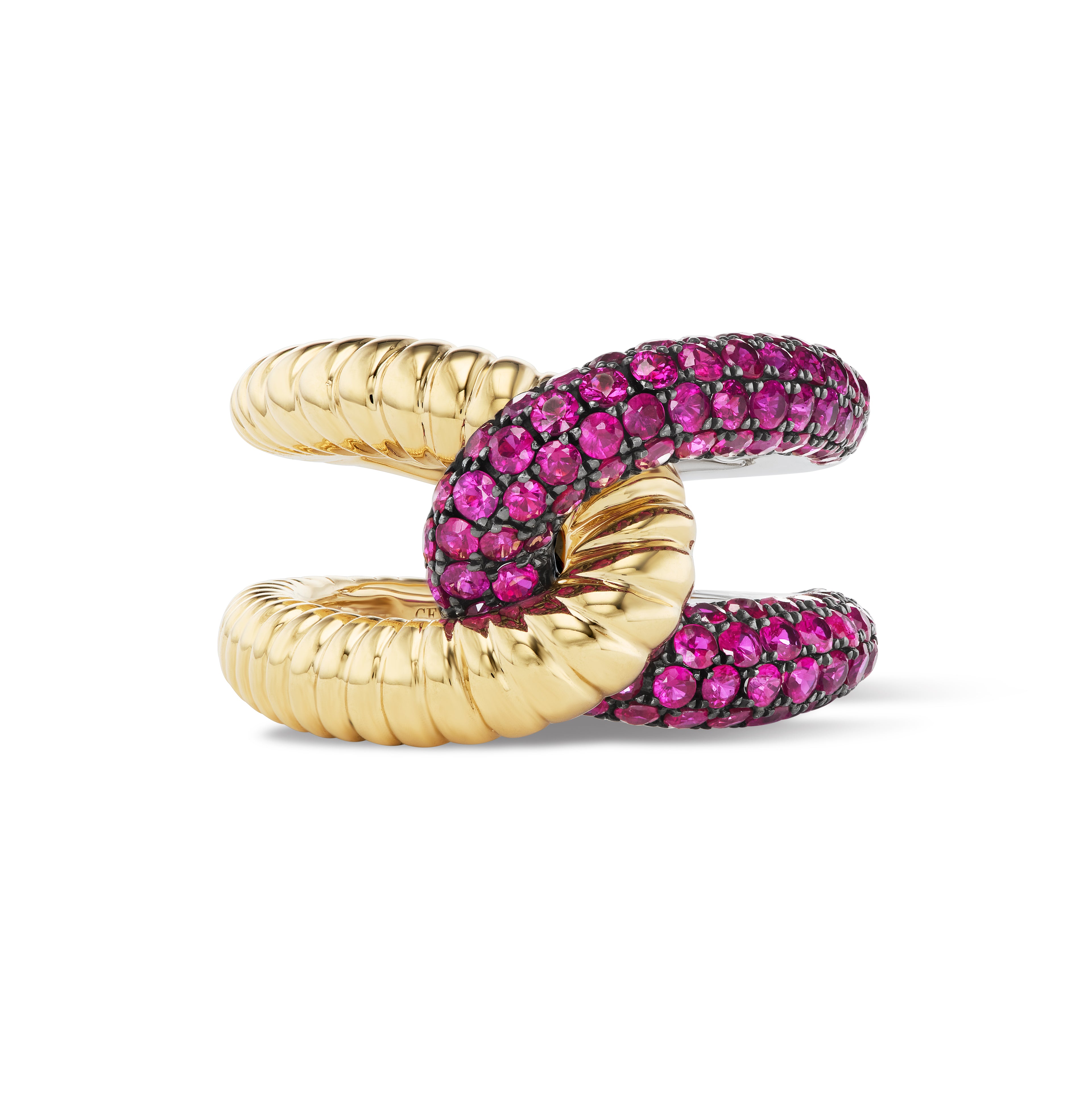 Intertwin Half Ridged 18K Gold