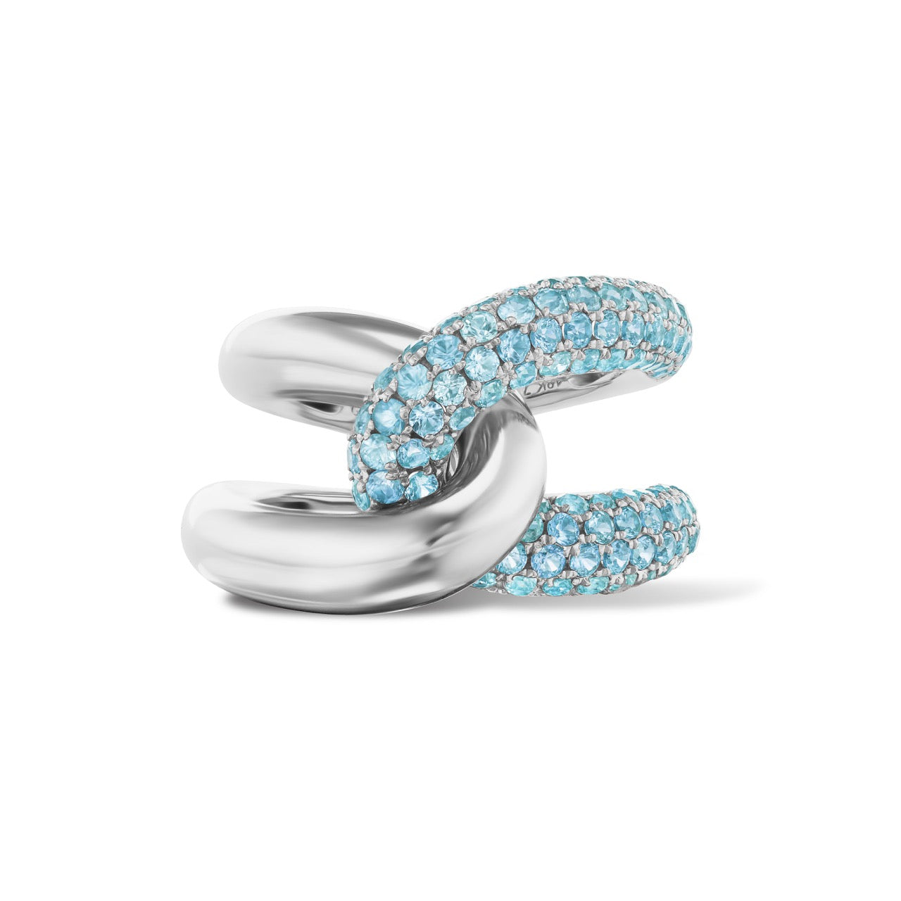 Intertwin Ring Blue Topaz & 18K Gold