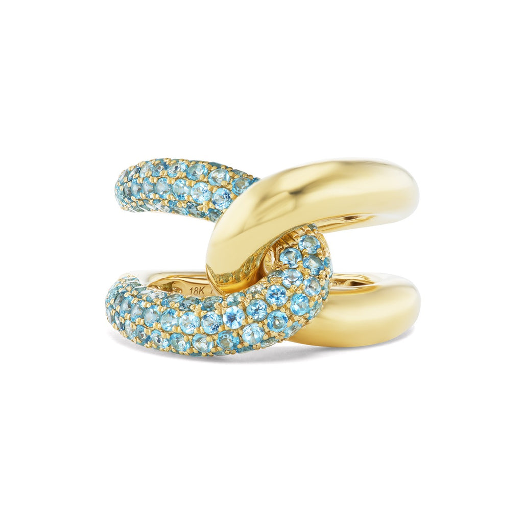 Intertwin Ring Blue Topaz & 18K Gold