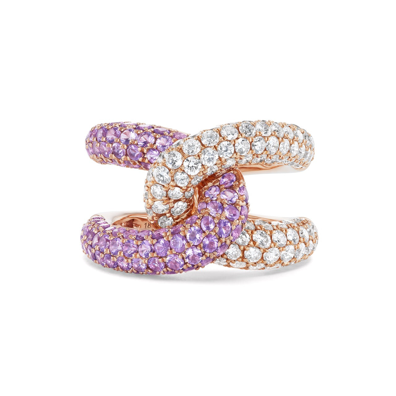 Intertwin Ring Diamond & Purple Amethyst