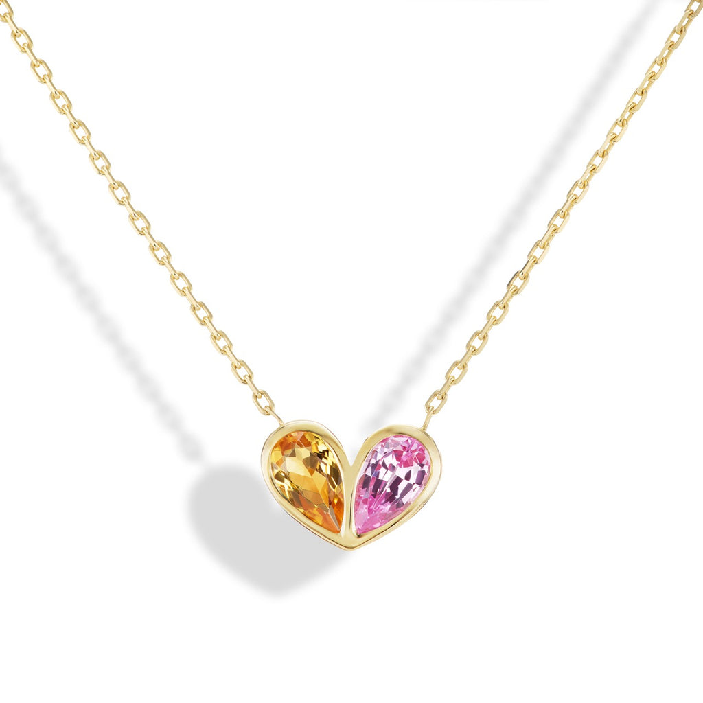 Jumbo Sweetheart Necklace Citrine & Pink Tourmaline