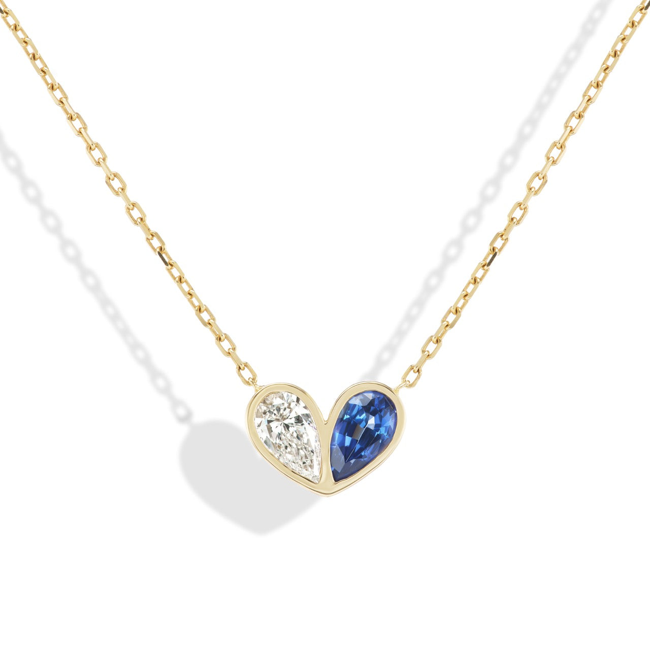 Jumbo Sweetheart Necklace Diamond & Blue Sapphire