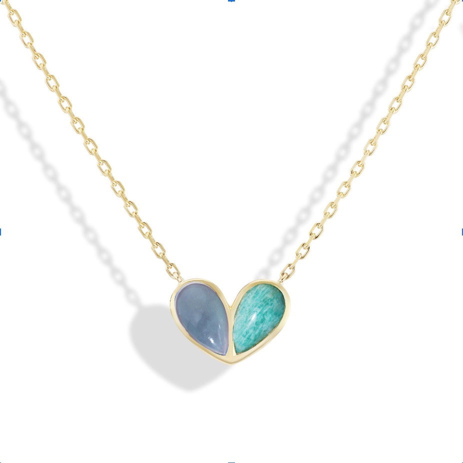 Jumbo Sweetheart Necklace Milky Aquamarine x Amazonite