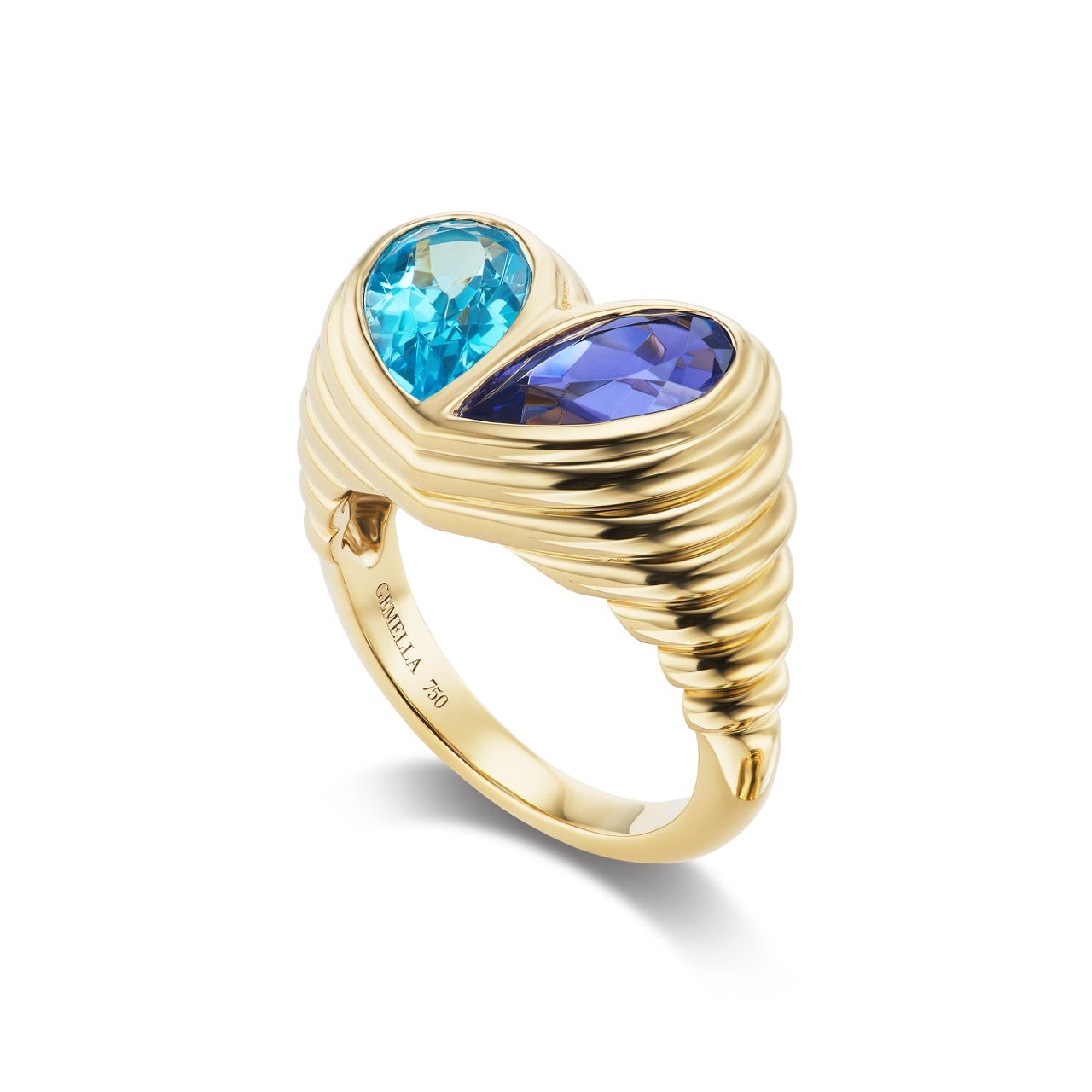 Jumbo Sweetheart Ring Blue Topaz & Tanzanite