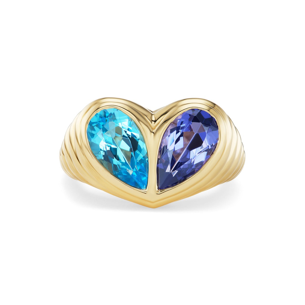 Jumbo Sweetheart Ring Blue Topaz & Tanzanite