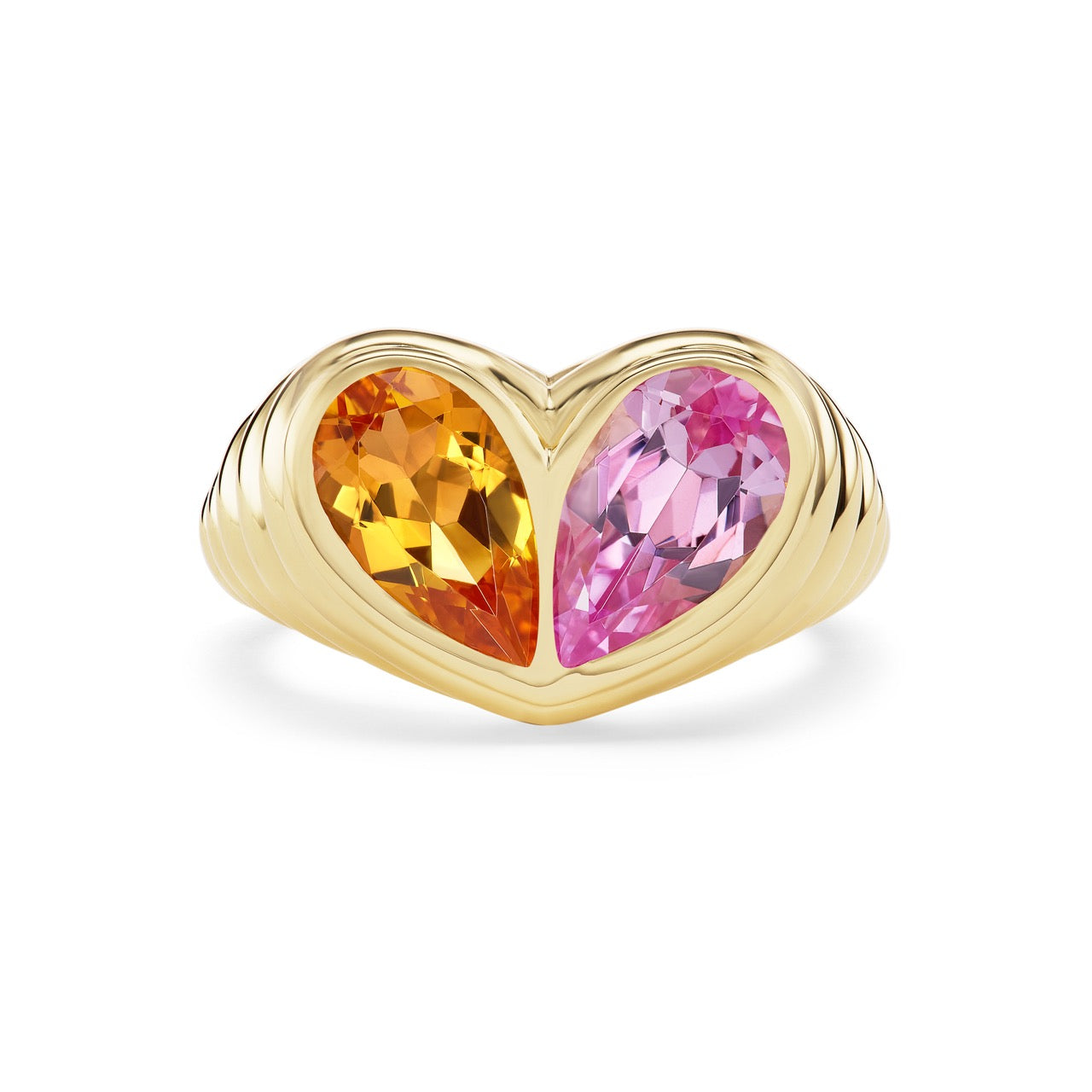 Jumbo Sweetheart Ring Citrine & Pink Sapphire