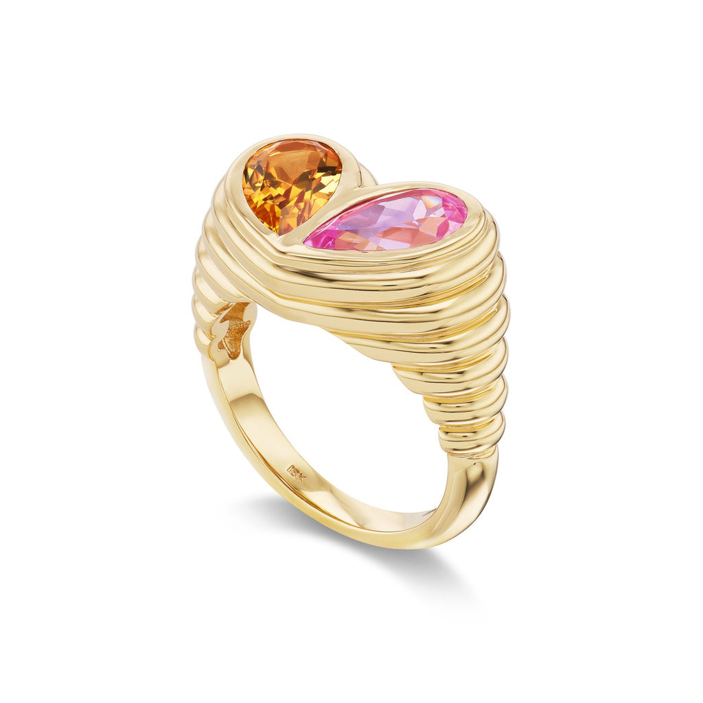 Jumbo Sweetheart Ring Citrine & Pink Sapphire