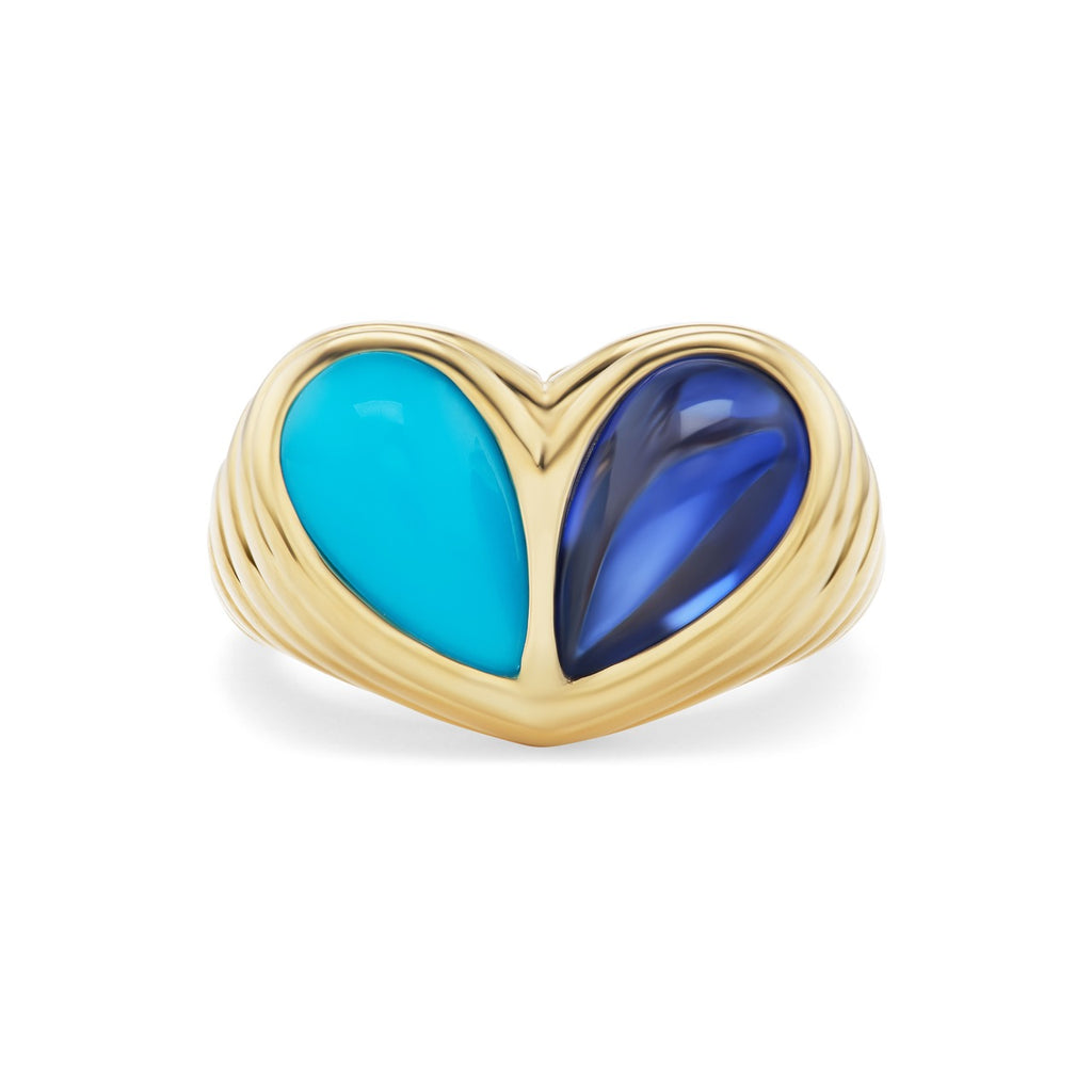 Jumbo Sweetheart Ring Turquoise & Blue Sapphire