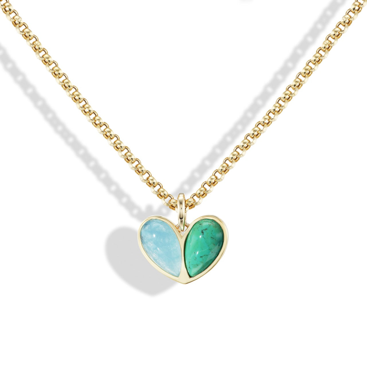 Mega Sweetheart Aquamarine x Green Turquoise Pendant