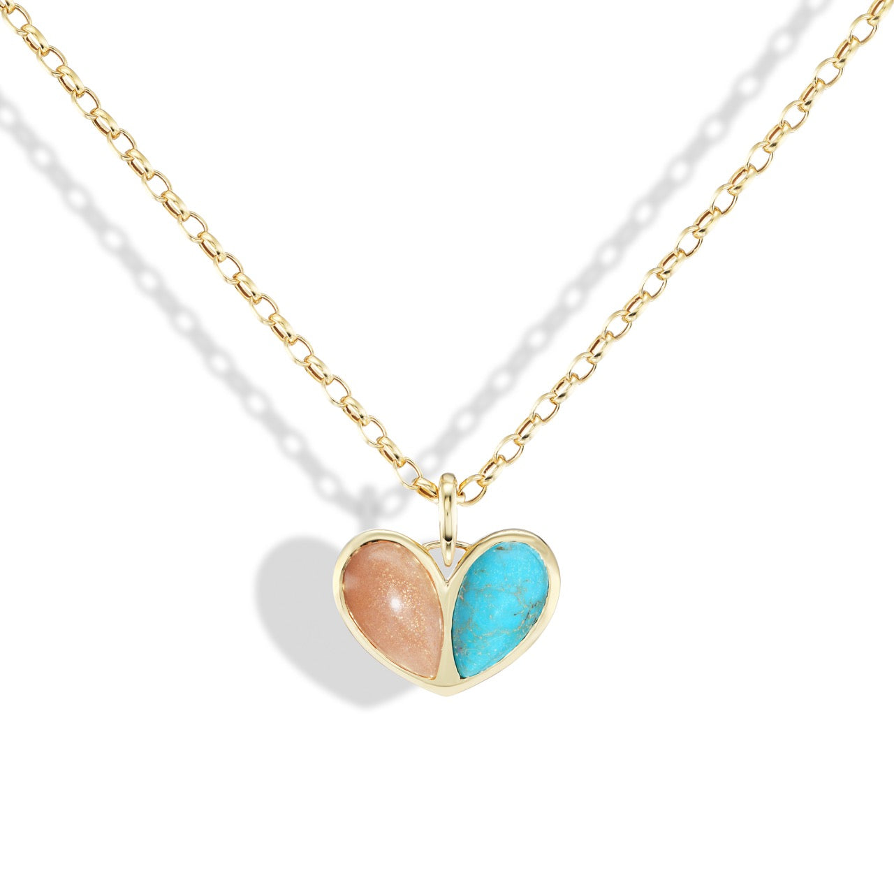 Mega Sweetheart Peach Moonstone x Turquoise Pendant