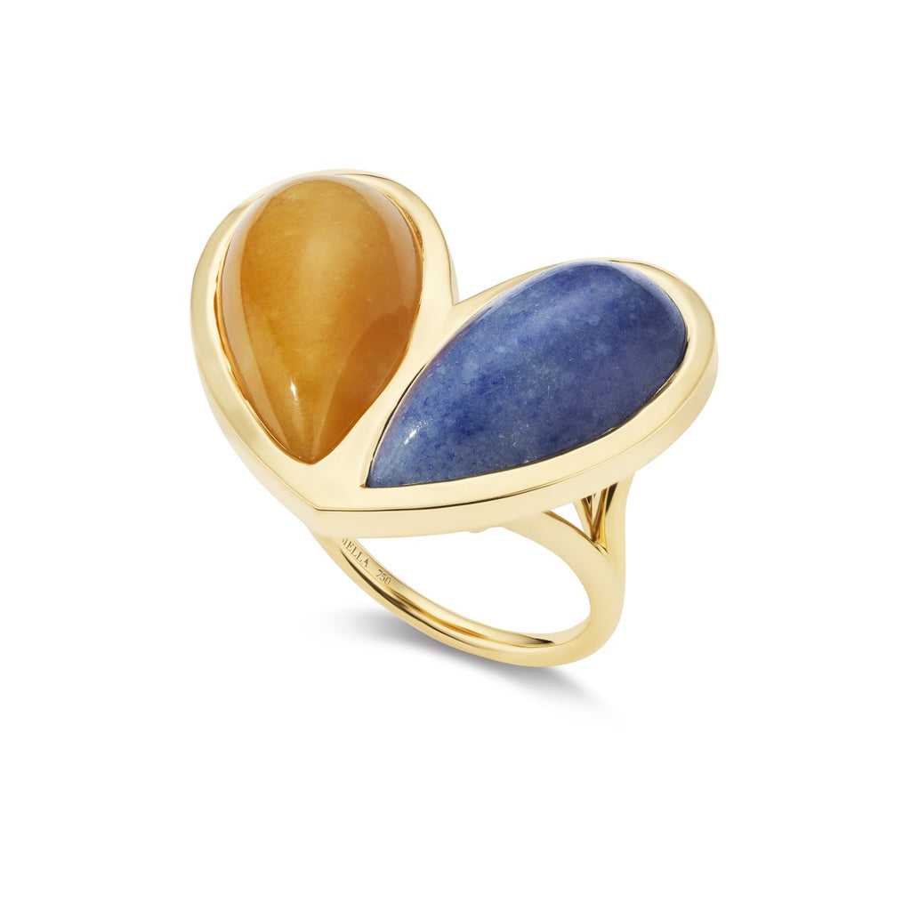 Mega Sweetheart Ring Yellow Jasper x Spotted Blue Jasper