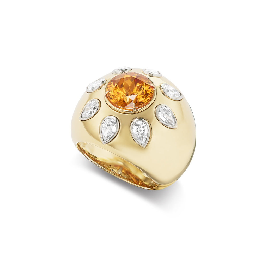 Mandarin Garnet Starburst Ring