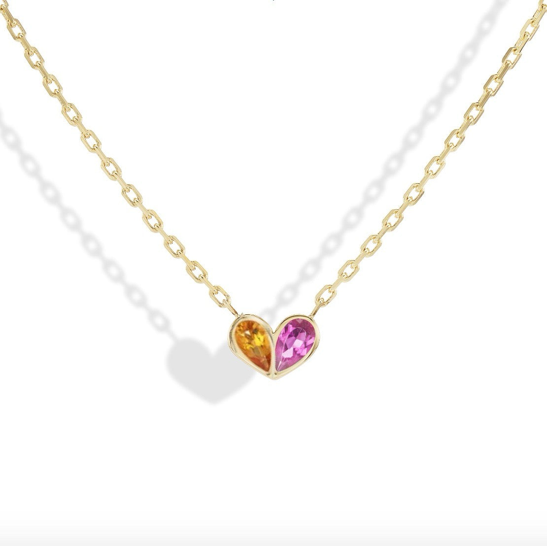 Medium Sweetheart Necklace Citrine & Pink Tourmaline