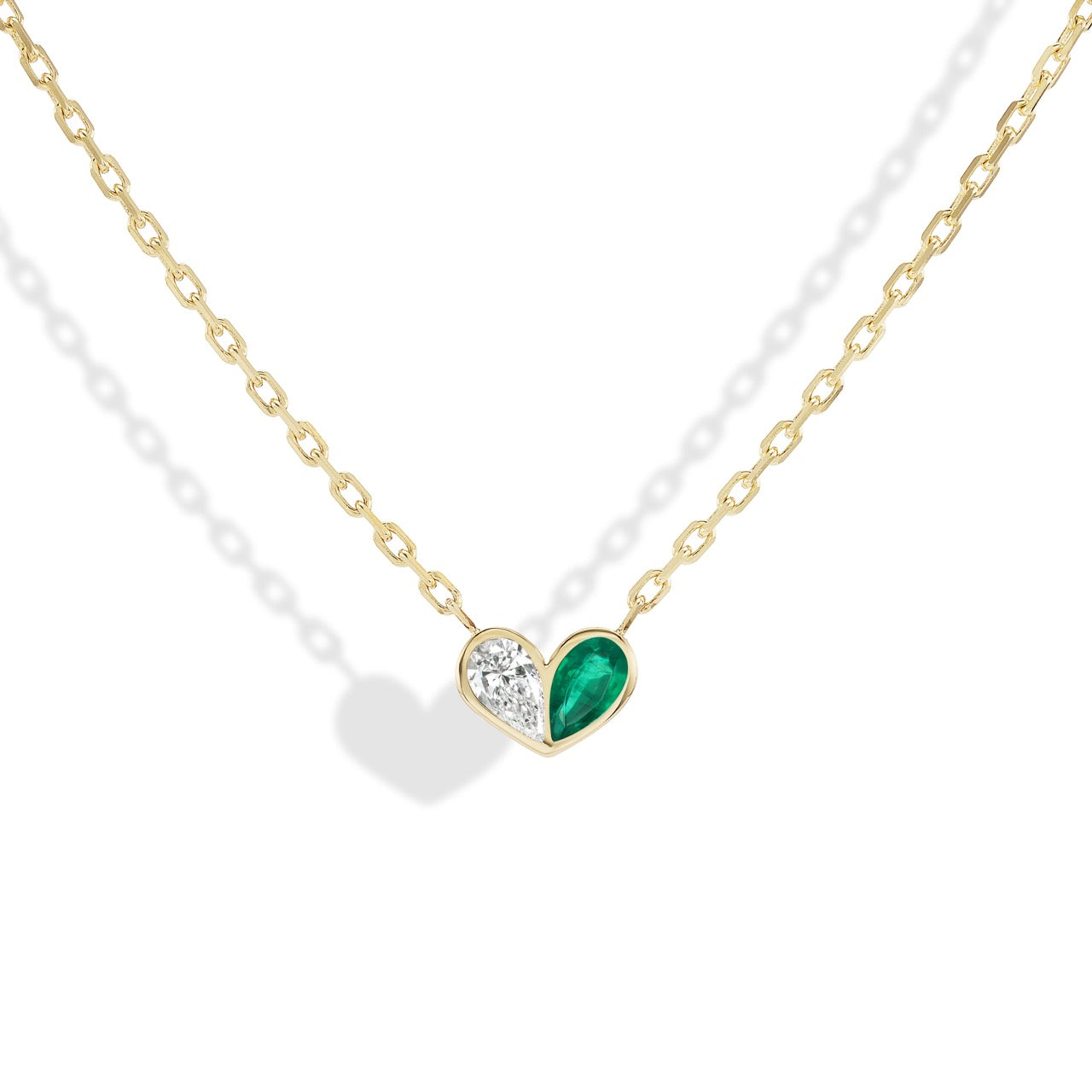 Medium Sweetheart Necklace Diamond & Emerald