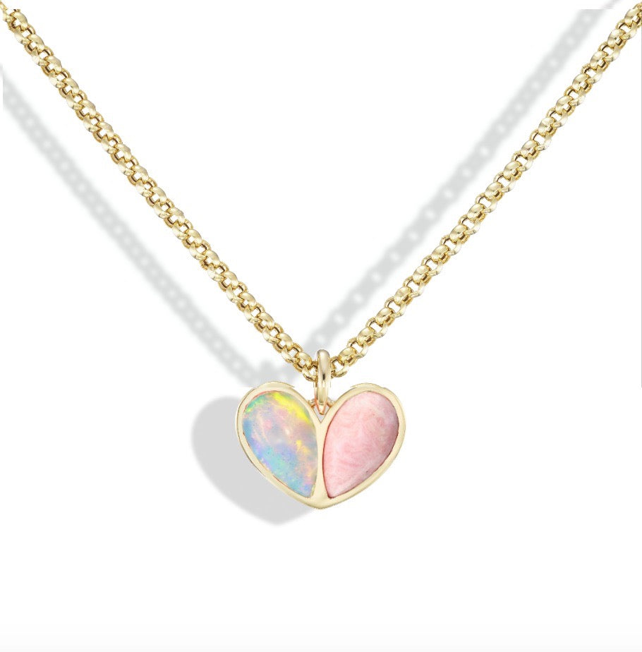 Mega Sweetheart Ethiopian Opal x Rhodochrosite Pendant