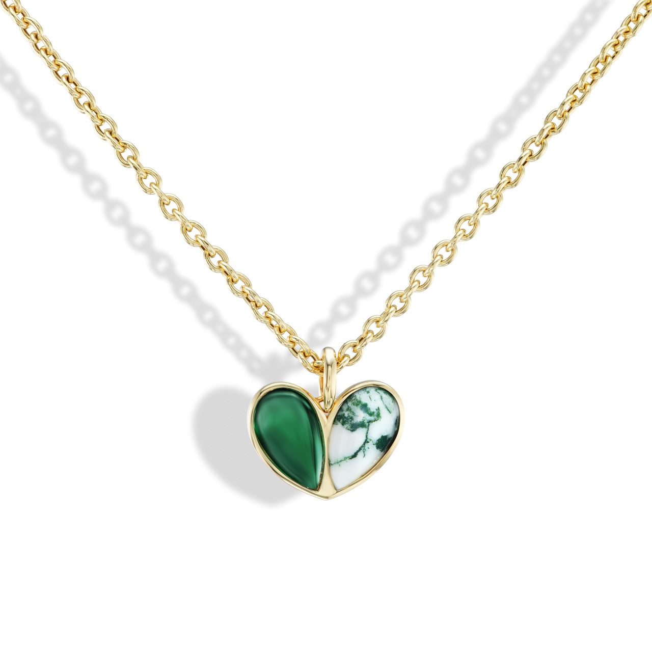 Mega Sweetheart Green Quartz x Moss Agate Pendant