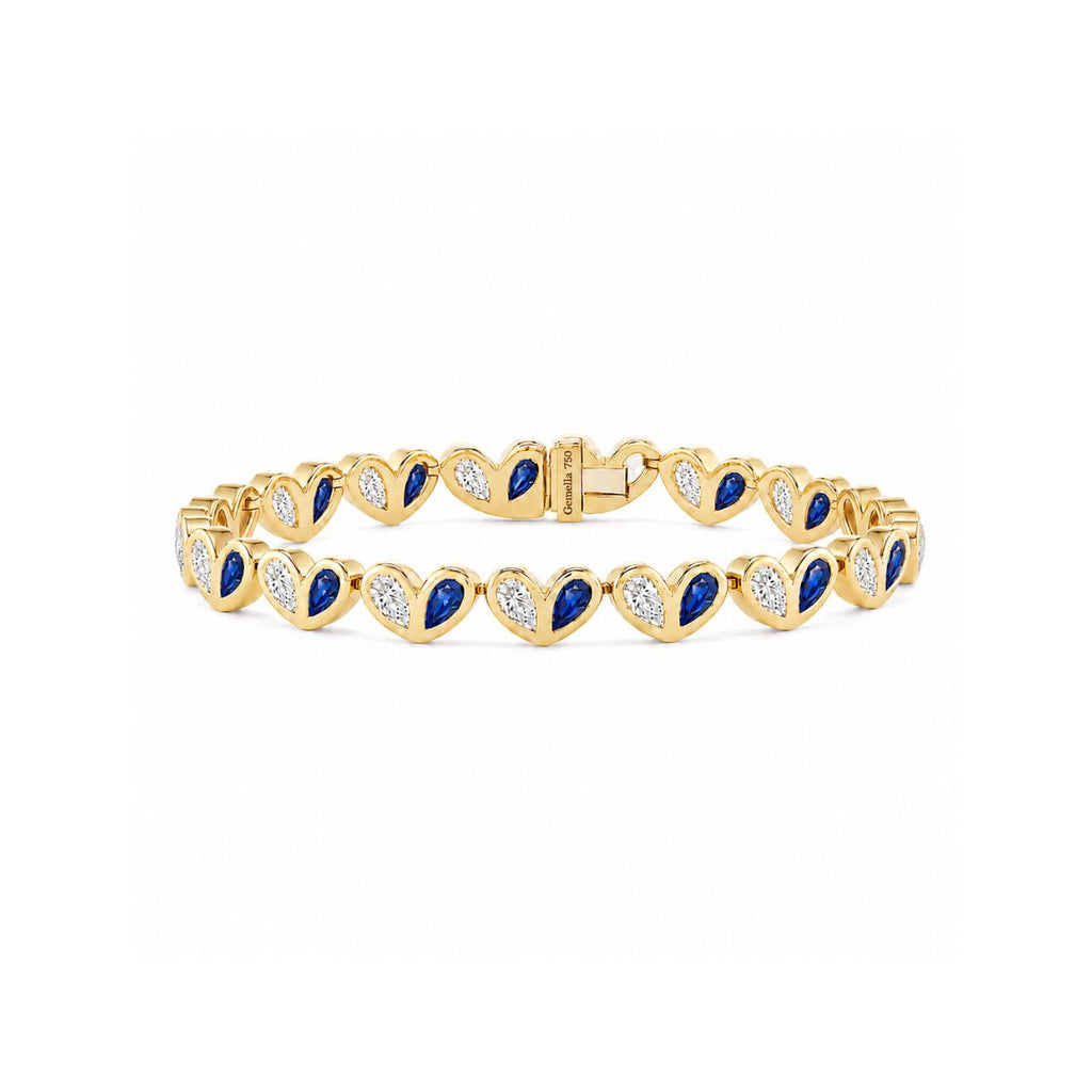 Sweetheart Diamond & Blue Sapphire Tennis Bracelet